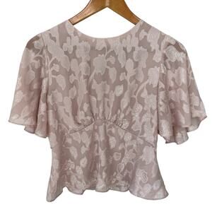 EXPRESS Top Womens Small Pink Y2K Peplum Floral Fairy Feminine Cinch Waist
